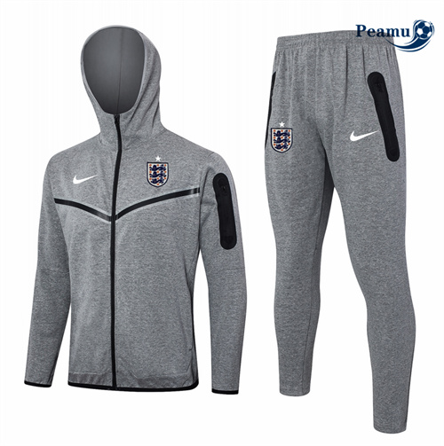 Veste Survetement Angleterre à Capuche Gris 2024-2025 Soldes