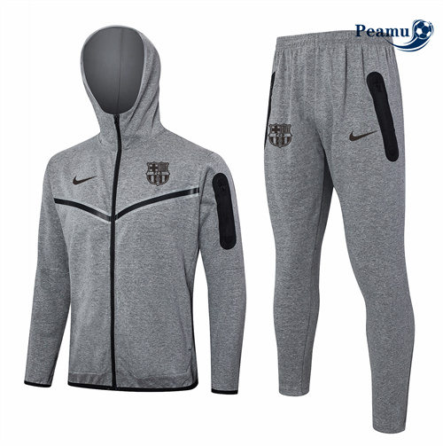 Veste Survetement Barcelone à Capuche Gris 2024-2025 Paris