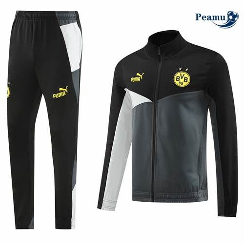 Veste Survetement Borussia Dortmund Noir 2024-2025 Soldes