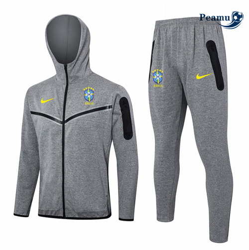 Veste Survetement Brésil à Capuche Gris 2024-2025 Outlet