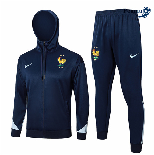 Veste Survetement France à Capuche Bleu Marine 2024-2025 Soldes