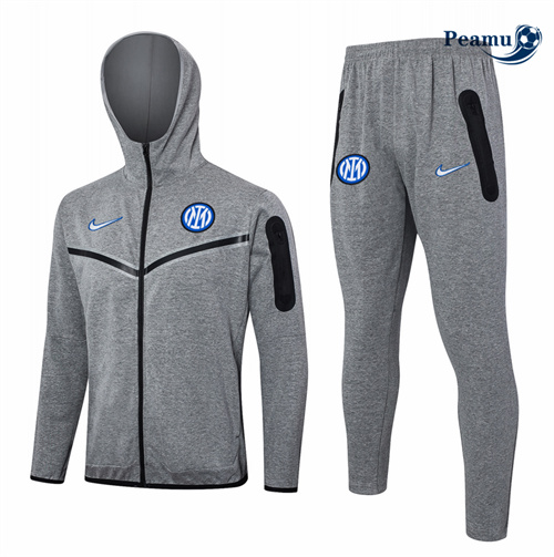 Veste Survetement Inter Milan à Capuche Gris 2024-2025 France
