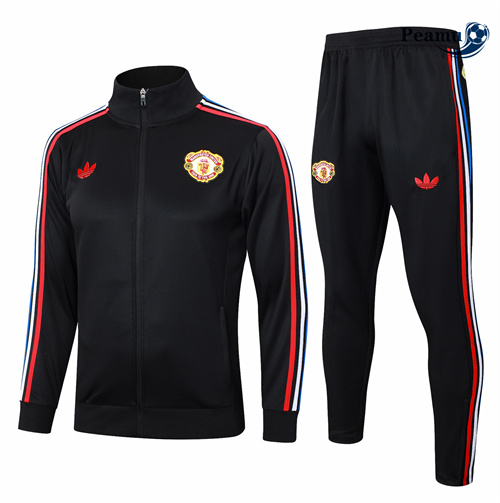 Veste Survetement Manchester United Noir 2024-2025 Soldes