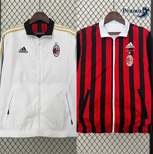 Veste Réversible Coupe vent AC Milan Blanc 2024-2025 Soldes