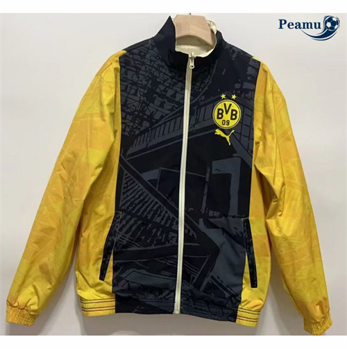 Veste Réversible Coupe vent Borussia Dortmund Noir 2024-2025 Soldes