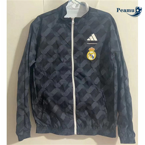 Veste Réversible Coupe vent Real Madrid Noir 2024-2025 personnalisé