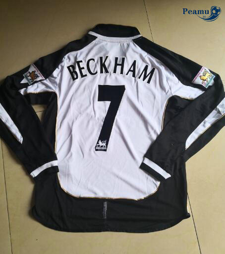 Classico Maglie Manchester United Exterieurs Manche Longue Bianco (7 Beckham) 2001-02