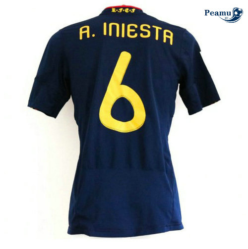 Classico Maglie Espagne Exterieur (6 Iniesta) Coppa Del Mondo 2010