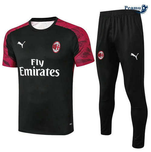 Kit Maillot Entrainement AC Milan + Pantalon Rouge Foncé/Noir 2019-2020