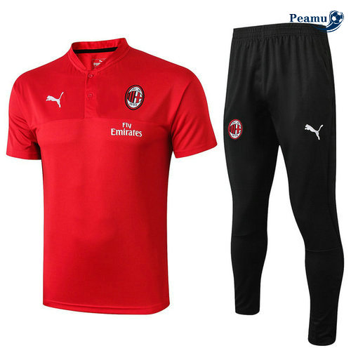 Kit Maillot Entrainement AC Milan + Pantalon Rouge/Noir 2019-2020