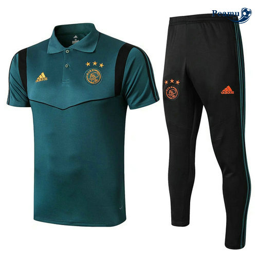 Kit Maillot Entrainement POLO Ajax + Pantalon Verde/Noir 2019-2020