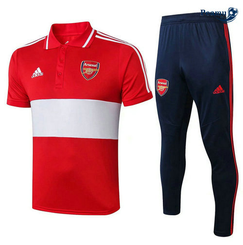Kit Maillot Entrainement POLO Arsenal + Pantalon Rouge/Bleu clair 2019-2020