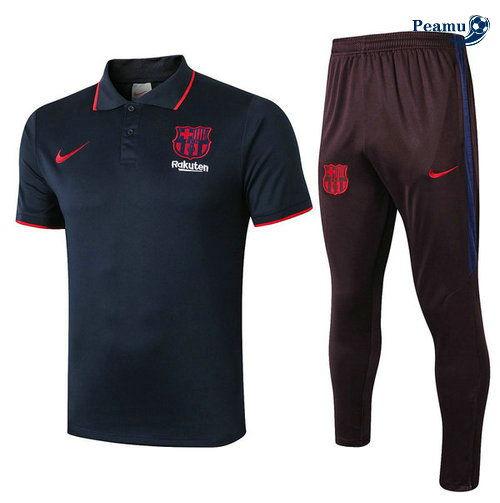 Kit Maillot Entrainement POLO Barcelone + Pantalon Bleu navy/Noir 2019-2020