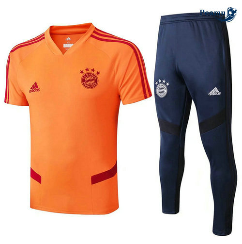 Kit Maillot Entrainement Bayern Munich + Pantalon Arancione/Bleu navy 2019-2020