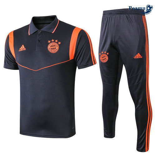 Kit Maillot Entrainement POLO Bayern Munich + Pantalon Bleu navy/Arancione Jaune 2019-2020