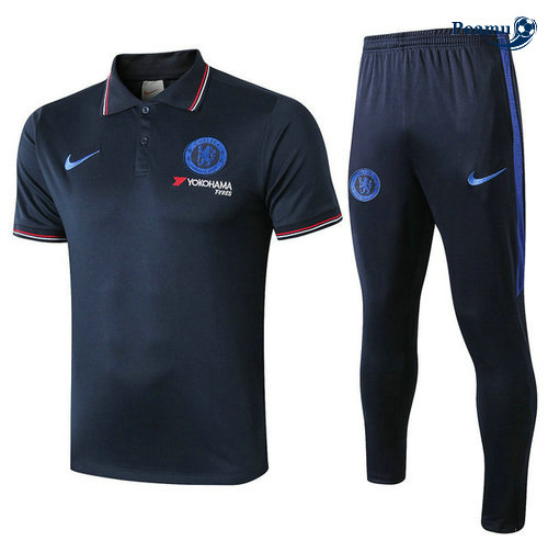 Kit Maillot Entrainement POLO Chelsea + Pantalon Bleu navy 2019-2020