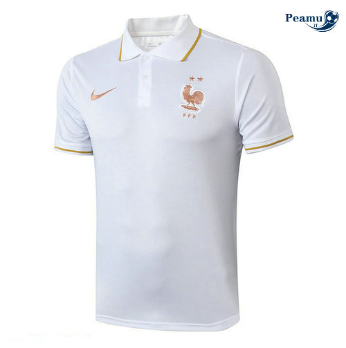 Kit Maillot Entrainement POLO France + Pantalon Bianco/Bleu navy