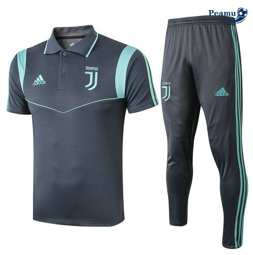 Kit Maillot Entrainement POLO Juventus + Pantalon Bleu navy/Verde 2019-2020