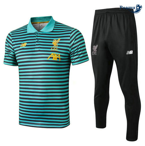 Kit Maillot Entrainement POLO Liverpool + Pantalon Verde Noir 2019-2020 M030