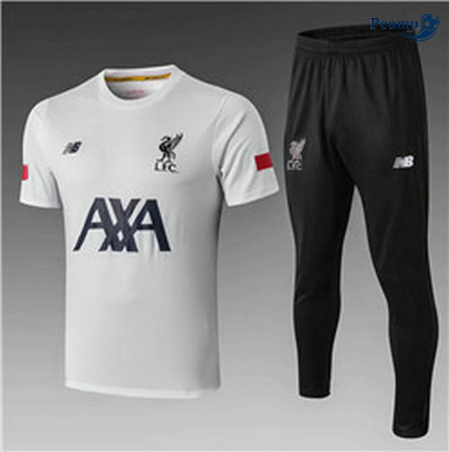 Kit Maillot Entrainement Liverpool + Pantalon Bianco/Noir 2019-2020 M031