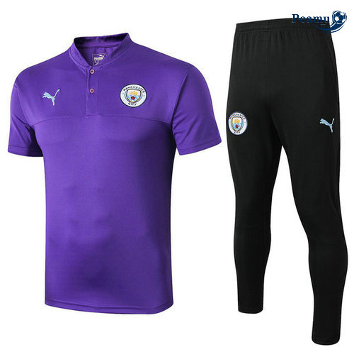 Kit Maillot Entrainement Manchester City + Pantalon Porpora/Noir 2019-2020
