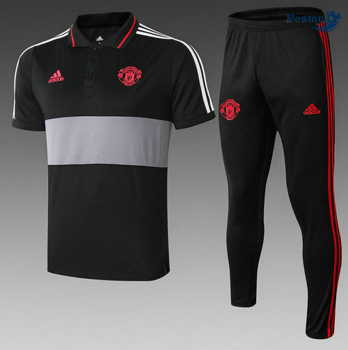 Kit Maillot Entrainement POLO Manchester United + Pantalon Noir 2019-2020 M111