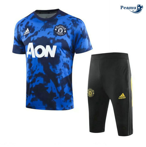 Kit Maillot Entrainement Manchester United + Pantalon Bleu clair/Noir 2019-2020