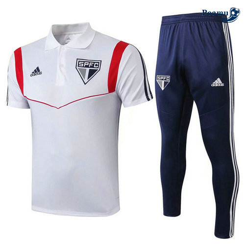 Kit Maillot Entrainement POLO Sao Paulo + Pantalon Bianco/Bleu navy 2019-2020
