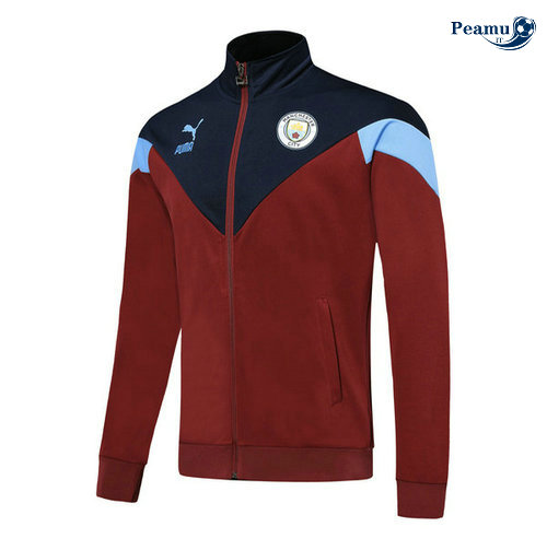 Veste foot Manchester City Rouge/Bleu clair 2019-2020 Collo Alto