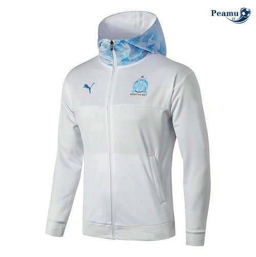 Sweat à capuche Calcio Marseille Bianco/Bleu clair 2019-2020