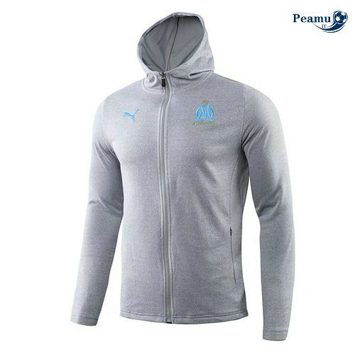 Sweat à capuche Calcio Marseille Gris Bianco 2019-2020
