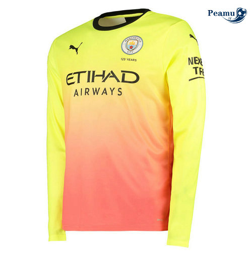 Maillot foot Manchester City Third Jaune Rose Manche Longue 2019-2020