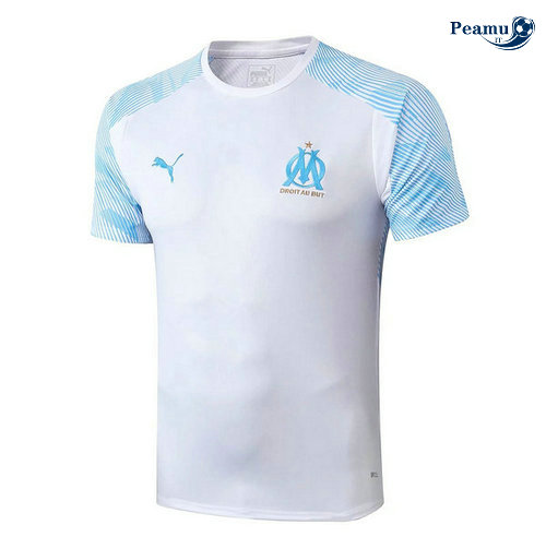 Maillot foot Marseille Pre-Match Bianco/Bleu clair 2019-2020