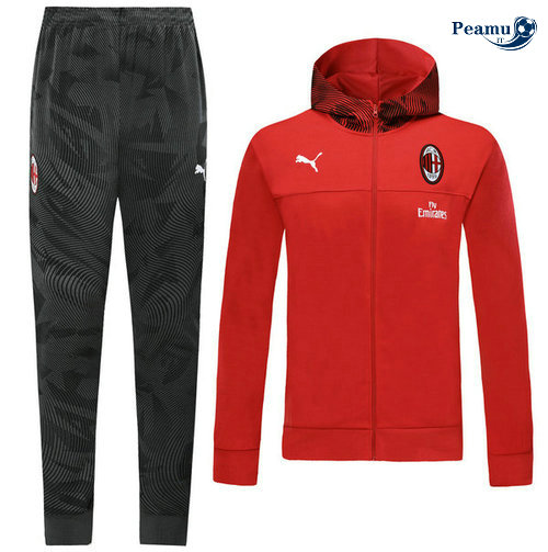 Survetement - Sweat à capuche AC Milan Rouge/Noir 2019-2020