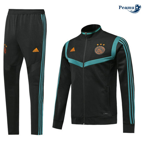 Veste Survetement Ajax Noir/Bleu clair 2019-2020
