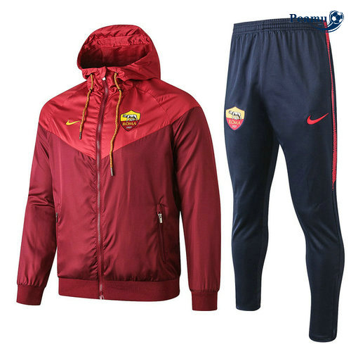 Veste Survetement con cappuccio A Vento AS Rome Rouge/Bleu navy 2019-2020