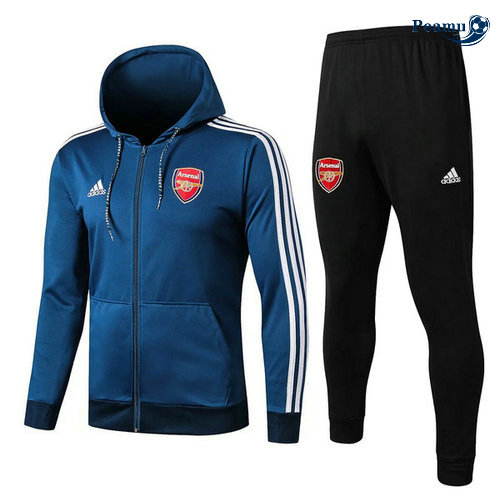 Veste Survetement con cappuccio Arsenal Bleu clair/Noir 2019-2020
