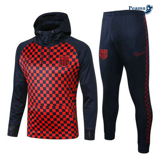 Survetement - Sweat à capuche Barcelone Rouge Grille 2019-2020