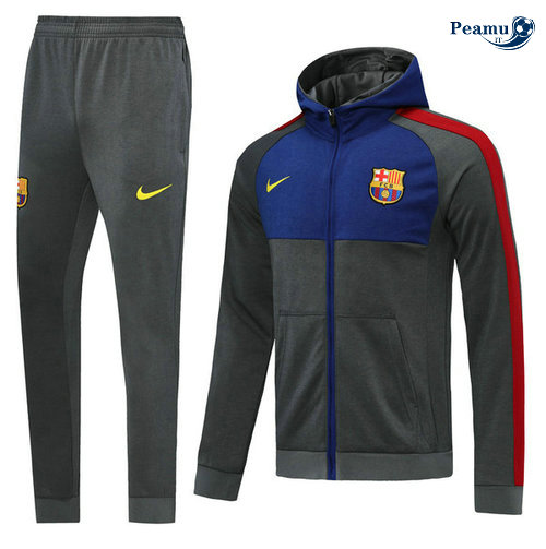 Veste Survetement con cappuccio Barcelone Gris/Bleu clair 2019-2020