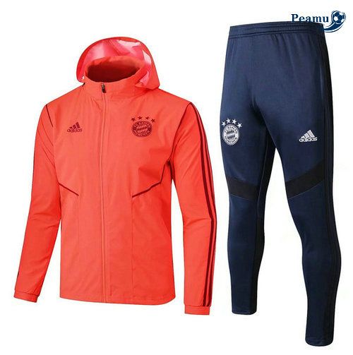 Veste Survetement con cappuccio A Vento Bayern Munich Arancione/Bleu navy 2019-2020