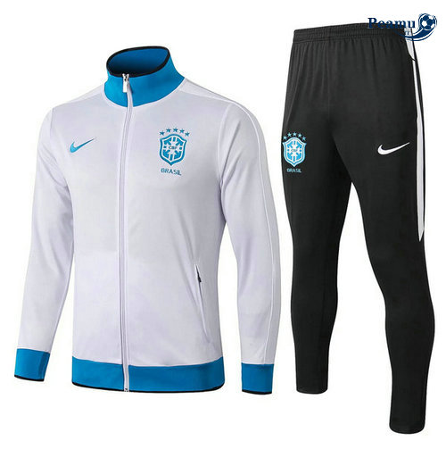 Veste Survetement Brésil Bianco/Noir/Bleu clairCollo Alto 2019-2020