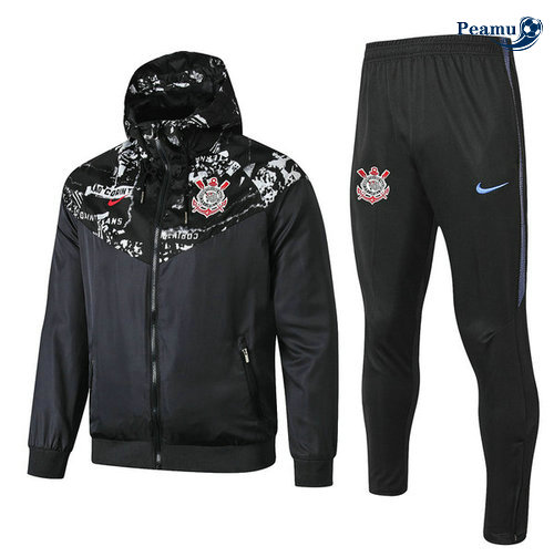 Veste Survetement con cappuccio A Vento Corinthians Noir 2019-2020