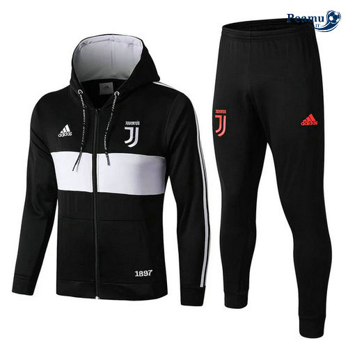 Veste Survetement con cappuccio Juventus Noir/Bianco 2019-2020