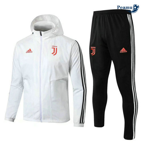 Veste Survetement con cappuccio A Vento Juventus Bianco/Noir 2019-2020 M126