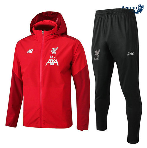 Veste Survetement con cappuccio A Vento Liverpool Rouge/Noir 2019-2020