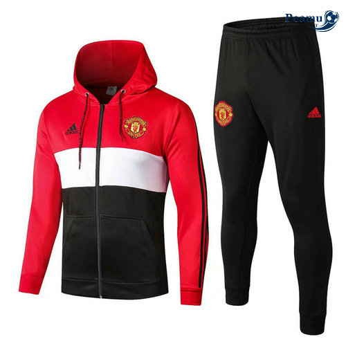 Veste Survetement con cappuccio Manchester United Rouge/Bianco/Noir 2019-2020