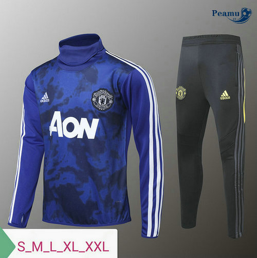 Survetement Manchester United Bleu clair/Noir 2019-2020 Collo Alto
