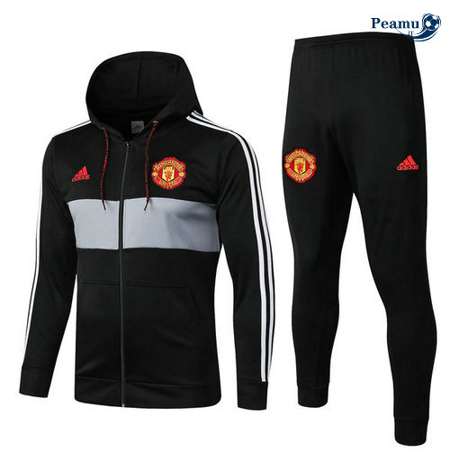 Veste Survetement con cappuccio Manchester United Noir 2019-2020 M100