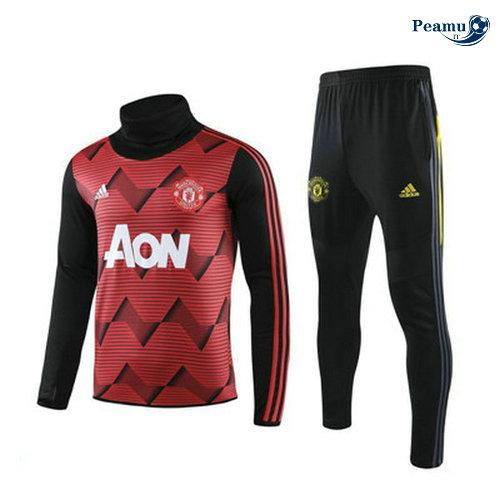 Survetement Manchester United Rouge/Noir Rayon Collo Alto 2019-2020