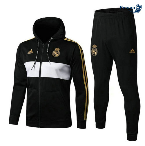 Veste Survetement con cappuccio Real Madrid Noir/Bianco 2019-2020